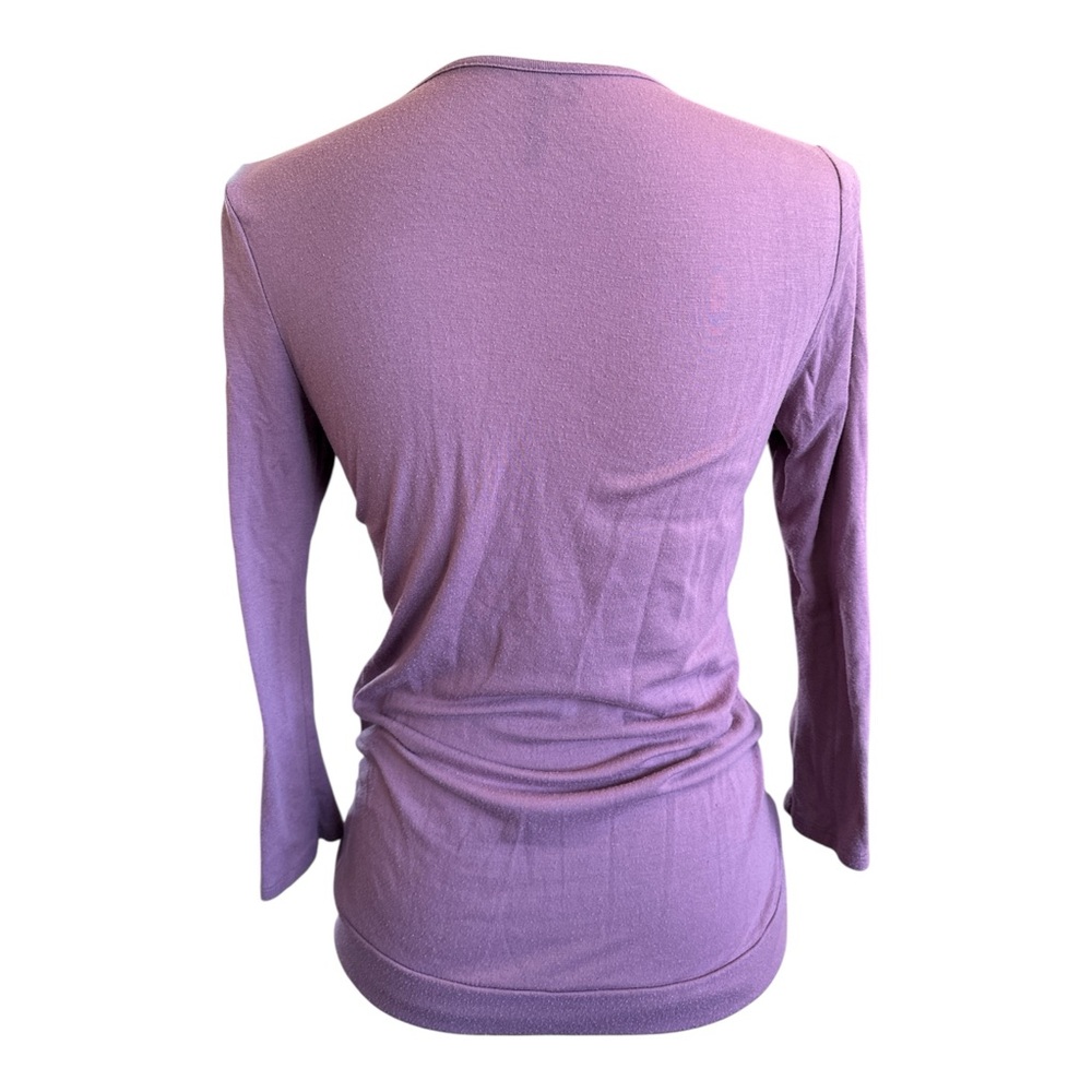 Maurices Dusty Mauve Ruffle Front Top Ruched Boho Glam Blouse | Medium - Picture 3 of 8